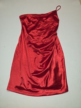 Windsor Red Satin Mini Dress Womens L New with tags